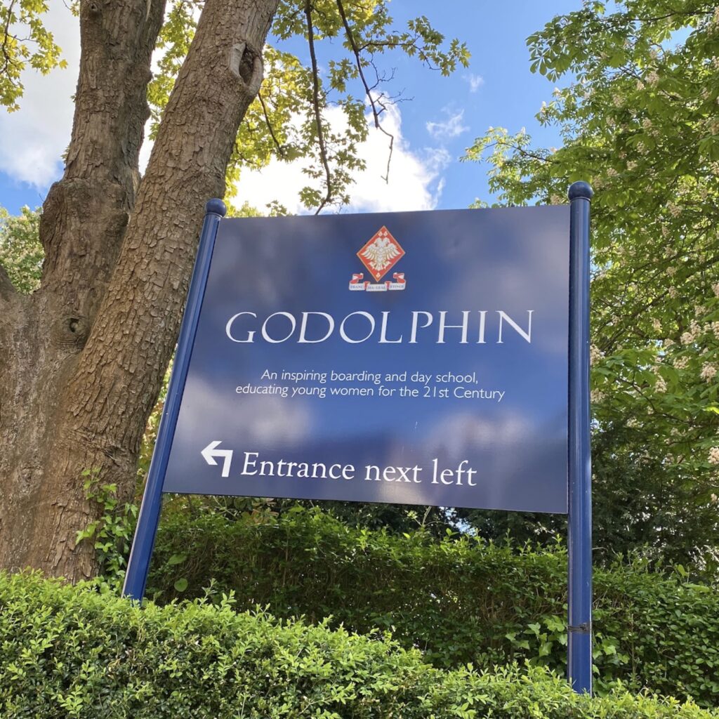 picture of the current Godolphin School sign
