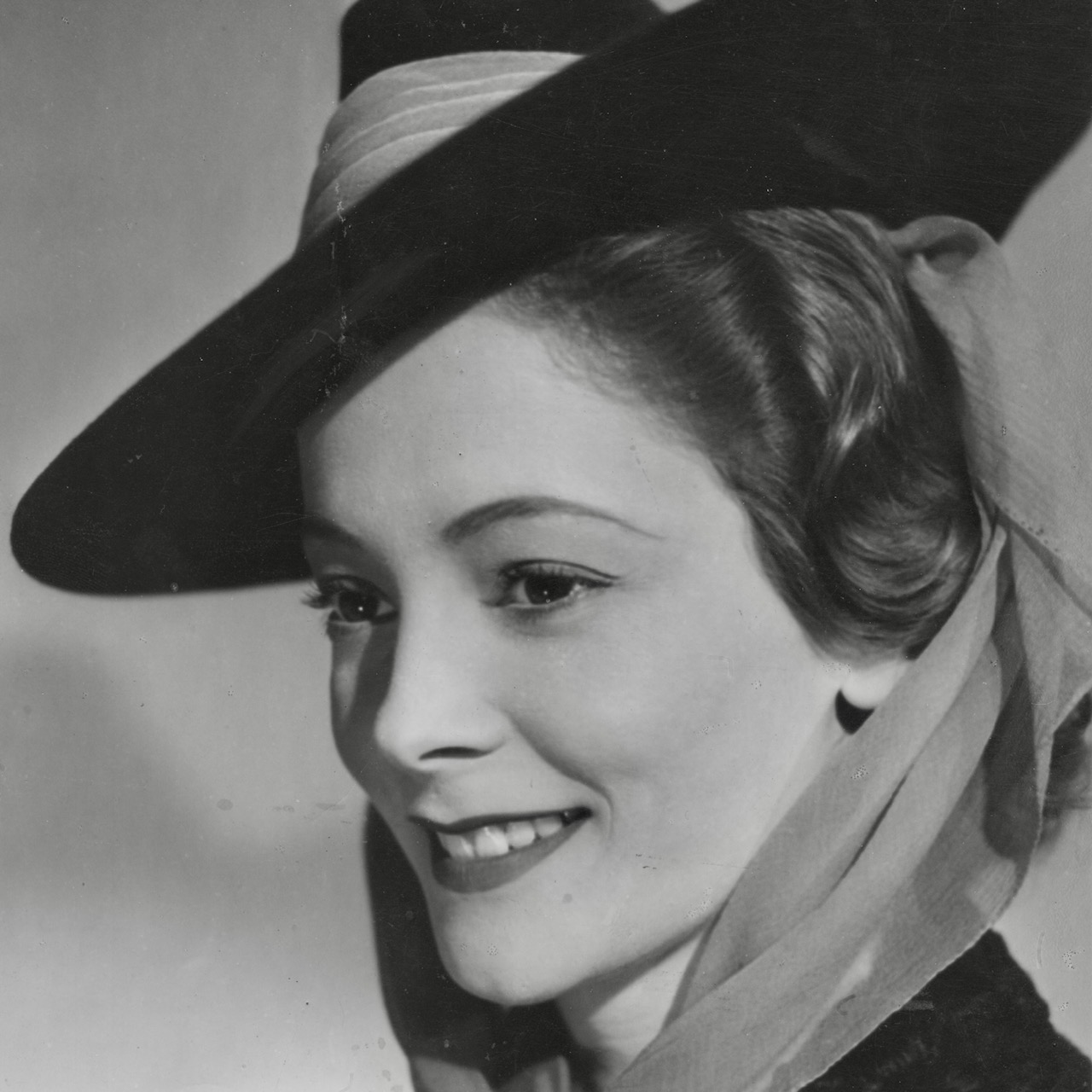 picture of Jill Furze taken at the Ealing Studios in 1939 wearing a hat