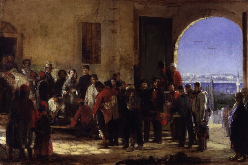 oil painting of Florence receiving the wounded at Scutari by Jerry Barrett 1856