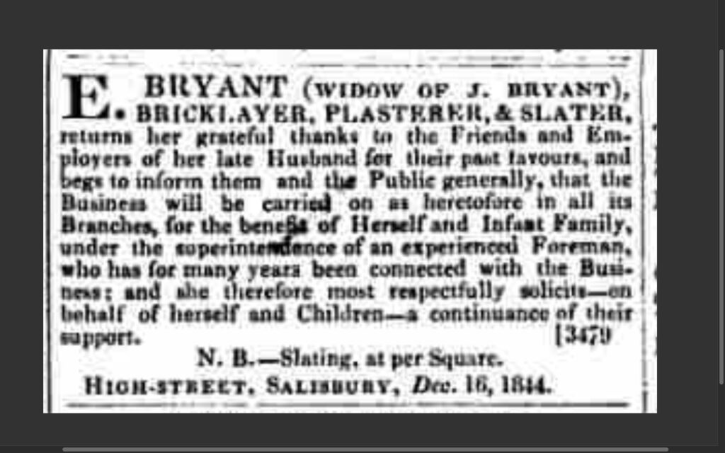 advertisement in theSalisbury & Winchester Journal December 1844