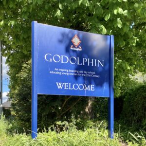 sign board for Godolphin school Salisbury